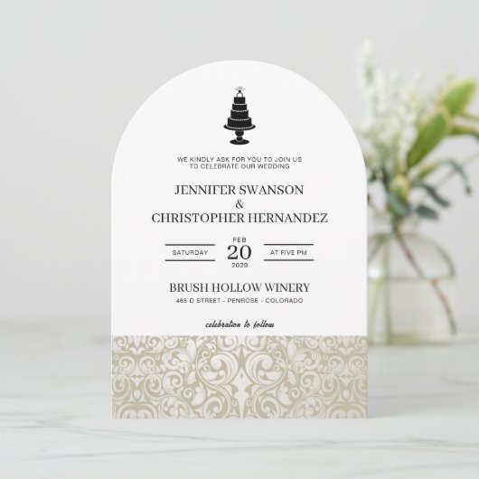 結婚ケーキ 招待状 (スタンド正面)