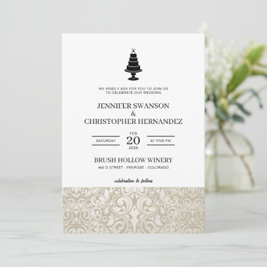 結婚ケーキ 招待状 (スタンド正面)