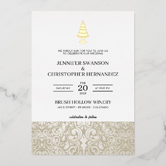 結婚ケーキ 箔招待状 (正面)