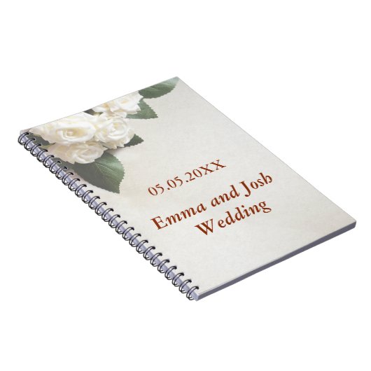 結婚ゲストブックエレガントソフトホワイトローズ ノートブック (右側)