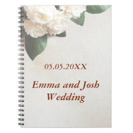 結婚ゲストブックエレガントソフトホワイトローズ ノートブック