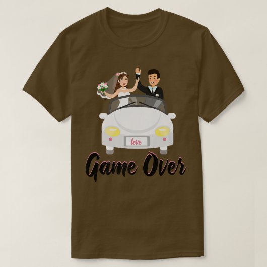 結婚ゲームオーバー 婚約 プロポーズ 結婚式の約束 Tシャツ (デザイン正面)
