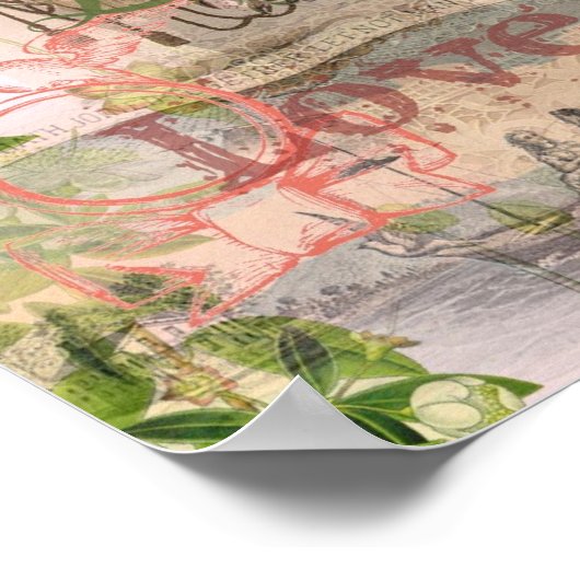 結婚コラージヴィンテージウェディングフローラ ポスター (角)