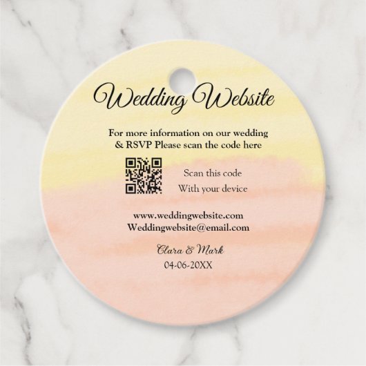 結婚サイトにQRコードを追加 スキャンして名前と日付を追加 フェイバータグ (正面)