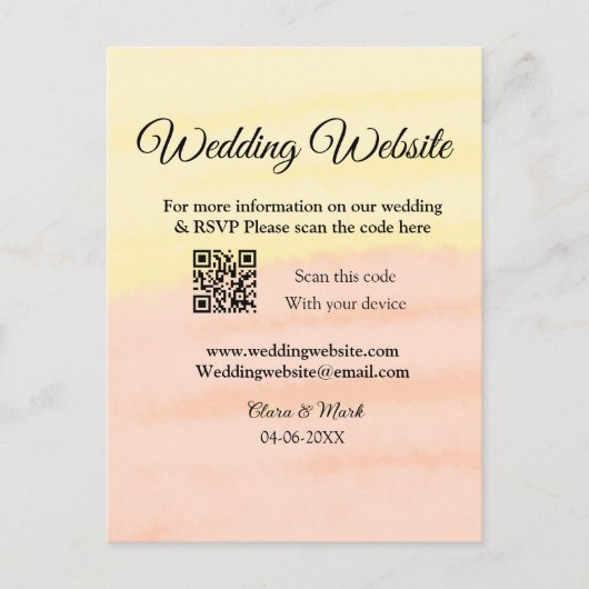 結婚サイトにQRコードを追加  スキャンで名前と日付を追加 ポストカード (正面)