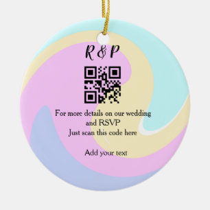 結婚サイトのRSVP用QRコードに名前を追加するテキスト セラミックオーナメント