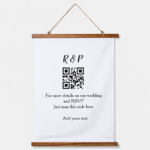結婚サイトのRSVP用QRコードに追加するテキスト(名前) 吊り下げ型タペストリー