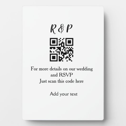 結婚サイトのRSVP QRコードに名前とテキストを追加する フォトプラーク (正面)