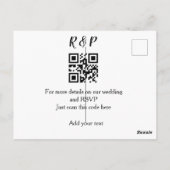 結婚サイトのRSVP QRコードに名前とテキストを追加する ポストカード (裏面)