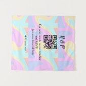 結婚サイトのRSVP QRコードに名前とテキストを追加 タペストリー (正面(横))