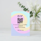 結婚サイトのRSVP QRコードに名前を追加するテキスト ポストカード (スタンド正面)