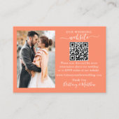 結婚サイト ミニマリスト シンプル QR フォト コーラル エンクロージャーカード (正面)