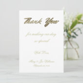 結婚サンキューエレガントアイボリー金ゴールドタイポグラフィ サンキューカード (スタンド正面)