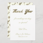 結婚サンキューエレガントアイボリー金ゴールドタイポグラフィ サンキューカード (正面/裏面)