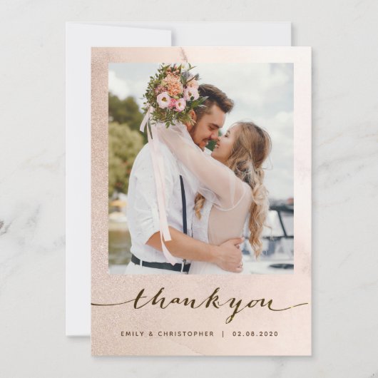 結婚サンキューカード写真、ビーチ結婚式 招待状 (正面)