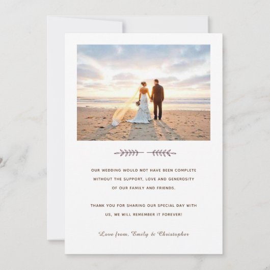結婚サンキューカード写真、ビーチ結婚式 招待状 (裏面)