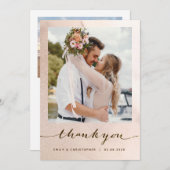 結婚サンキューカード写真、ビーチ結婚式 招待状 (正面/裏面)