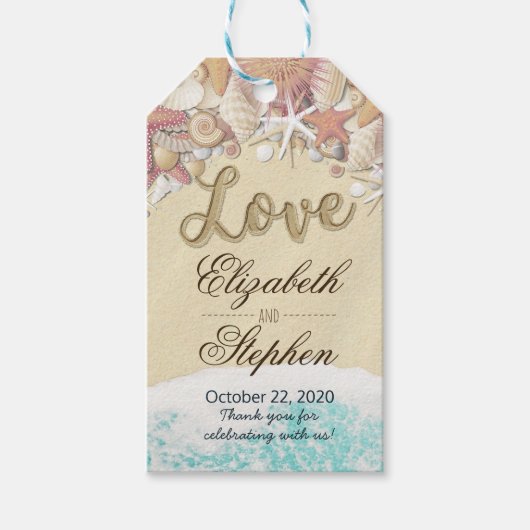 結婚サンキューサマービーチヒトデ貝 ギフトタグ (正面)