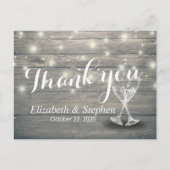 結婚サンキューシャンパングラスウッドライト ポストカード (正面)