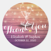 結婚サンキューシャンパングラスウッドライト ラウンドシール (正面)