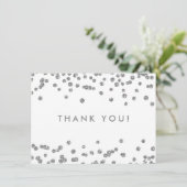 結婚サンキューシルバーグリッター紙吹雪ホワイト サンキューカード (スタンド正面)