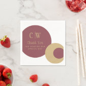 結婚サンキューバラピンク金ゴールドモノグラムの スタンダードカクテルナプキン (インサイチュ)