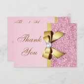 結婚サンキューピフェイクックシークンズ金ゴールドボウ サンキューカード (正面/裏面)