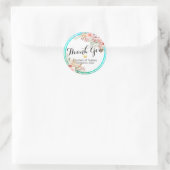 結婚サンキューピモダンンクフローラティール(緑がかった色)金ゴールドドット ラウンドシール (バッグ)