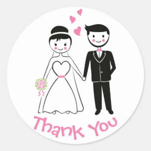 結婚サンキューピンクの黒新郎新婦の漫画 ラウンドシール