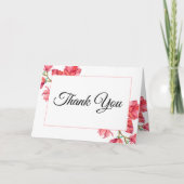 結婚サンキューピンク白フローラ サンキューカード (正面)