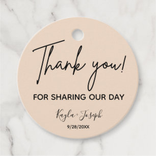 結婚サンキューベージュメッセージカード フェイバータグ