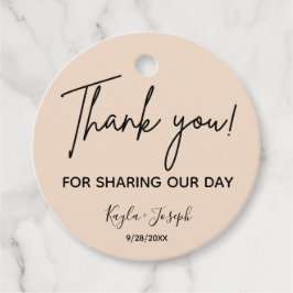 結婚サンキューベージュメッセージカード フェイバータグ