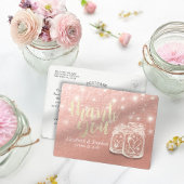結婚サンキューメイソンJAR文字列ライトバラ金ゴールド ポストカード
