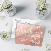 結婚サンキューメイソンJAR文字列ライトバラ金ゴールド ポストカード