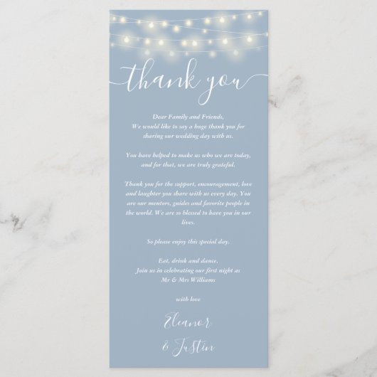 結婚サンキューライツダスティブルー座席表 メニュー (正面)