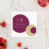 結婚サンキューワインベリー金ゴールドモノグラムの スタンダードカクテルナプキン (インサイチュ)