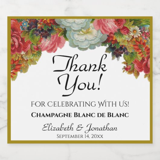 結婚サンキューヴィンテージ秋花 スパークリングワインラベル (シングルラベル)