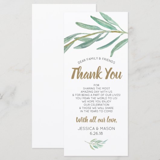 結婚サンキュー座席表素朴- Greenery (正面/裏面)