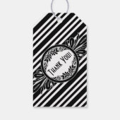 結婚サンキュー白黒ストライプフローラ ギフトタグ (裏面)