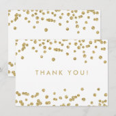 結婚サンキュー金ゴールドフェイクグリッター白 サンキューカード (正面/裏面)