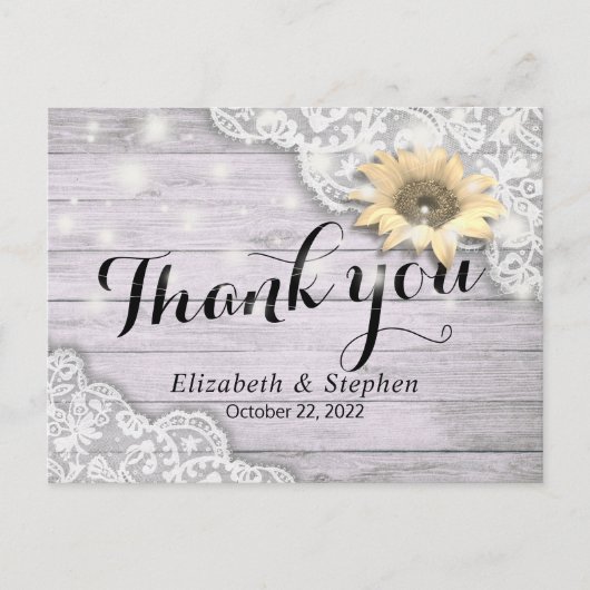 結婚サンフラワーの木の光をレース素朴サンフラワー ポストカード (正面)