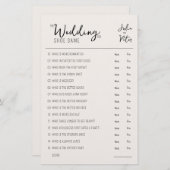 結婚シューゲームの質問紙素朴 (正面/裏面)