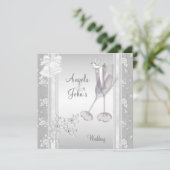 結婚シルバエレガントーホワイトレースフローラ 招待状 (スタンド正面)