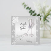 結婚シルバエレガントーホワイトレースフローラ 招待状 (スタンド正面)