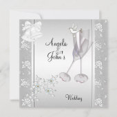 結婚シルバエレガントーホワイトレースフローラ 招待状 (正面)