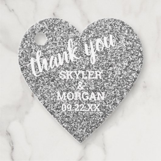 結婚シルバフェイクーグリッターエレガントありがとう フェイバータグ (正面)