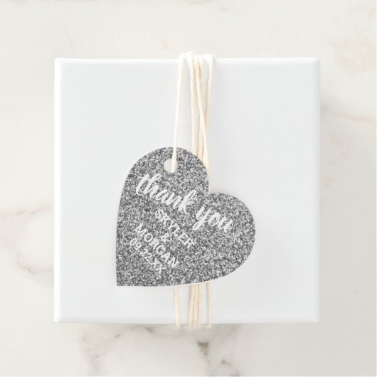 結婚シルバフェイクーグリッターエレガントありがとう フェイバータグ (インサイチュ)