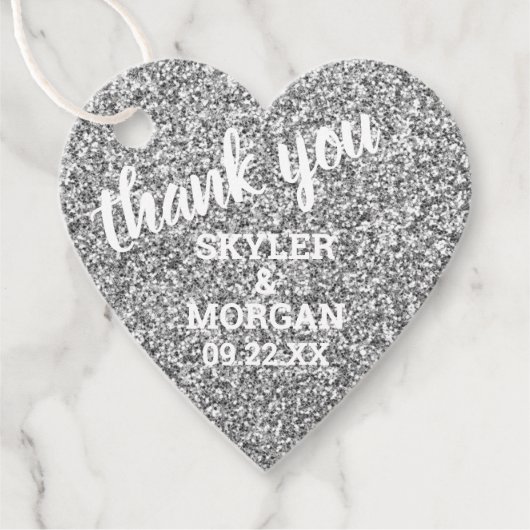 結婚シルバフェイクーグリッターエレガントありがとう フェイバータグ (正面)