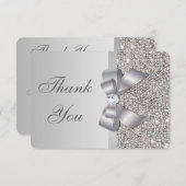 結婚シルバフェイクーシークンズボウありがとう サンキューカード (正面/裏面)