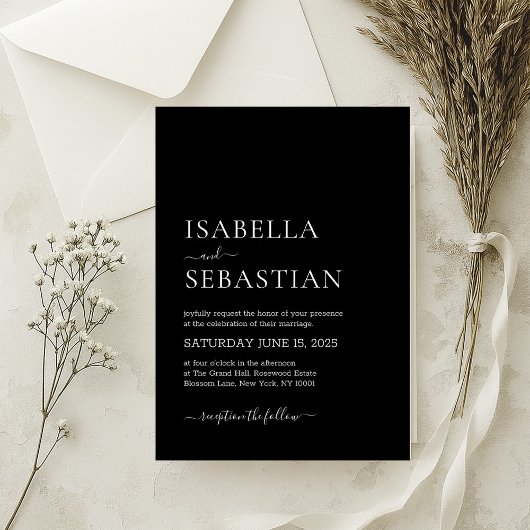 結婚シンプルモダン黒 招待状